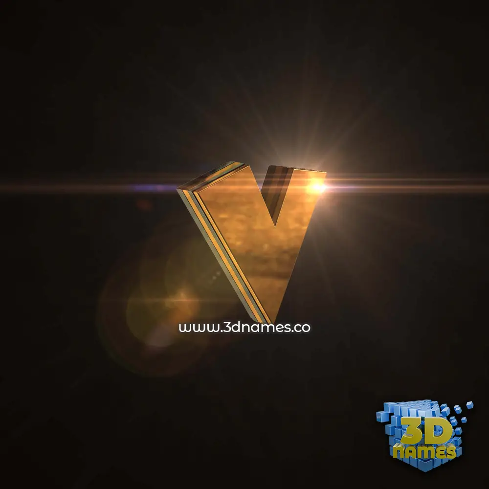 v in Golden Sparkle style - 3D name wallpaper