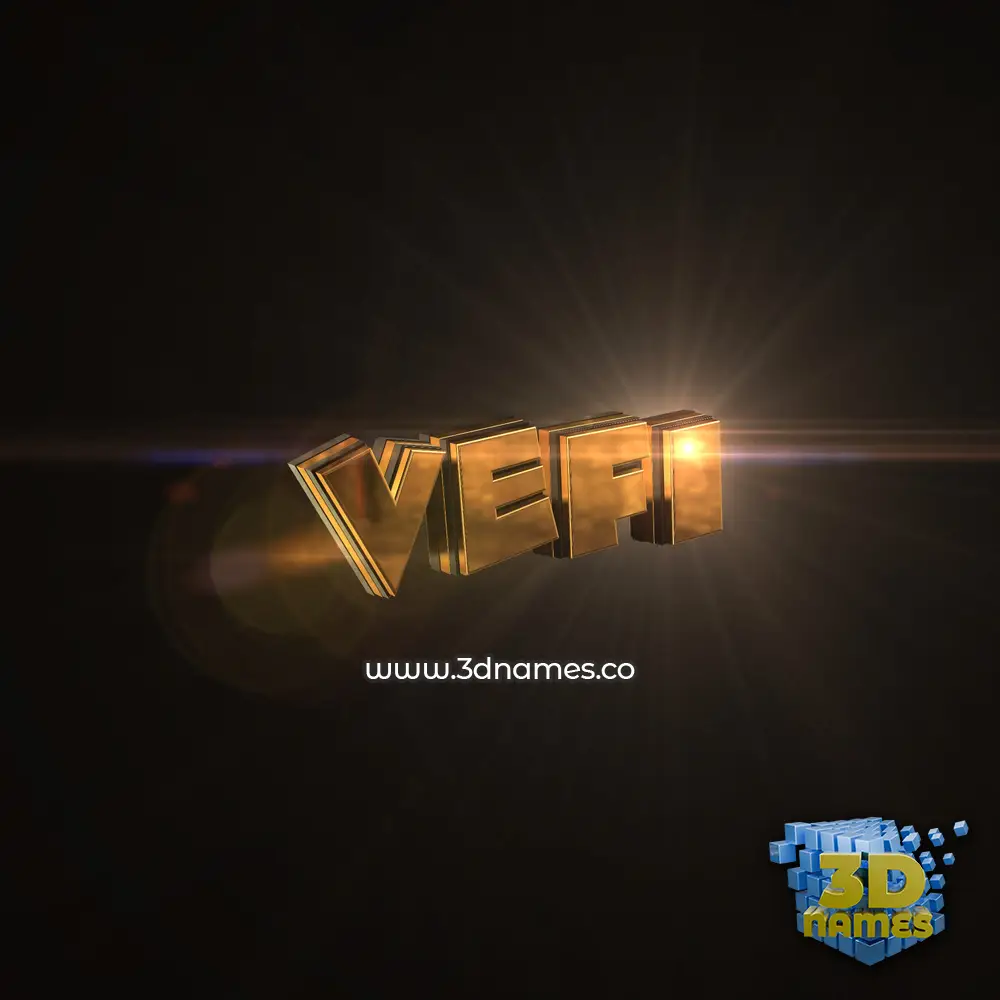 vefi in Golden Sparkle style - 3D name wallpaper