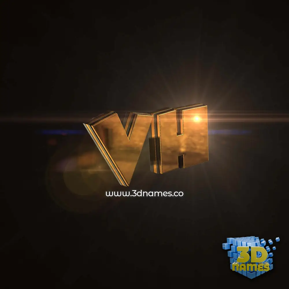 vh in Golden Sparkle style - 3D name wallpaper