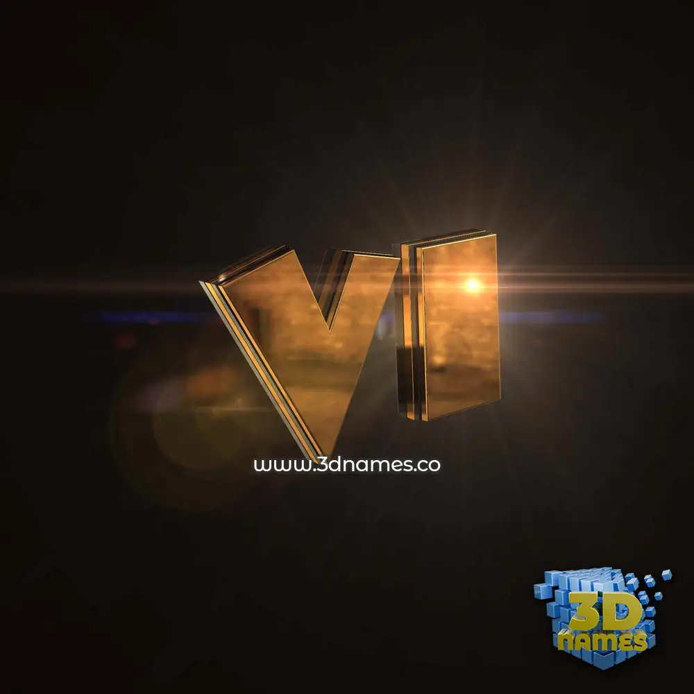 vi in Golden Sparkle style - 3D name wallpaper