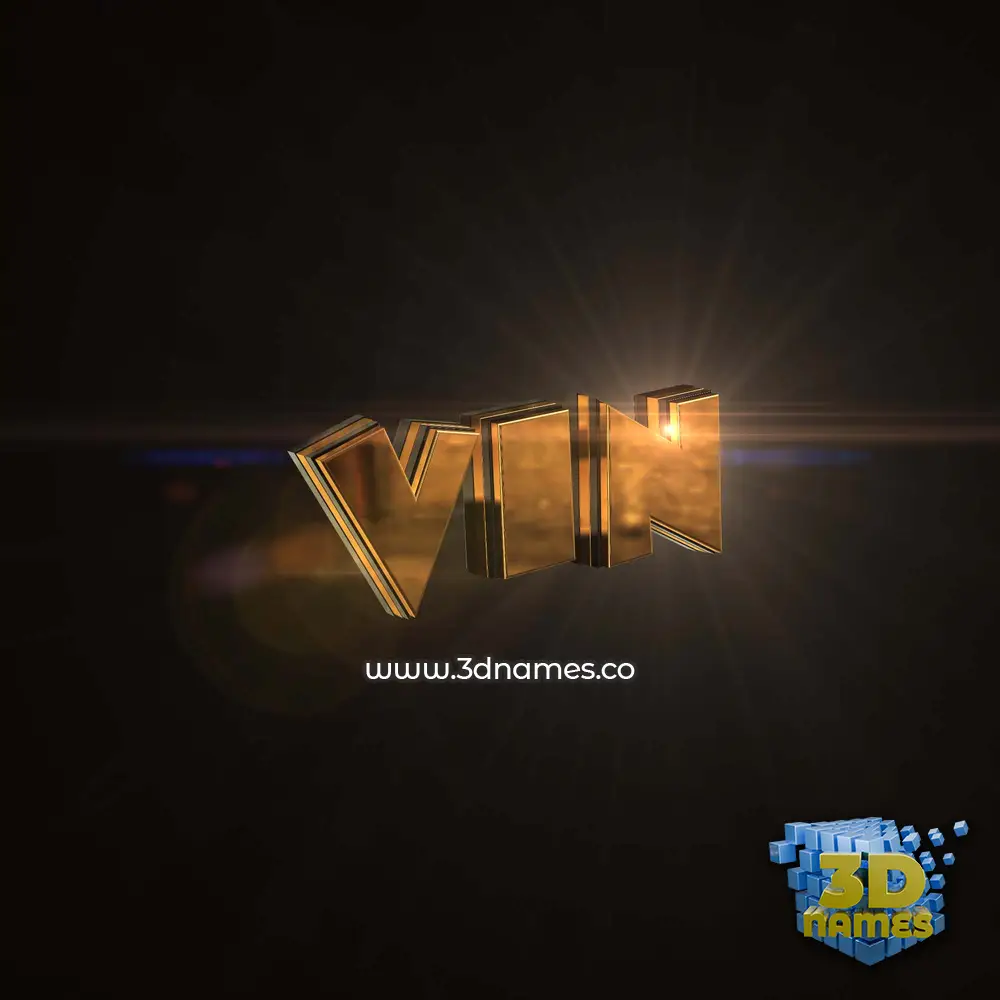 vin in Golden Sparkle style - 3D name wallpaper
