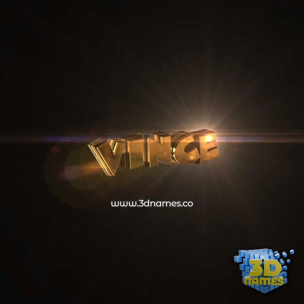 vince in Golden Sparkle style - 3D name wallpaper