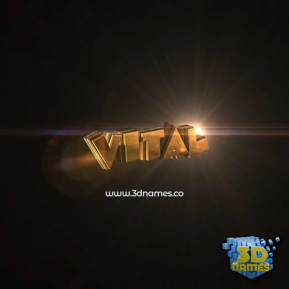 vital in Golden Sparkle style - 3D name wallpaper