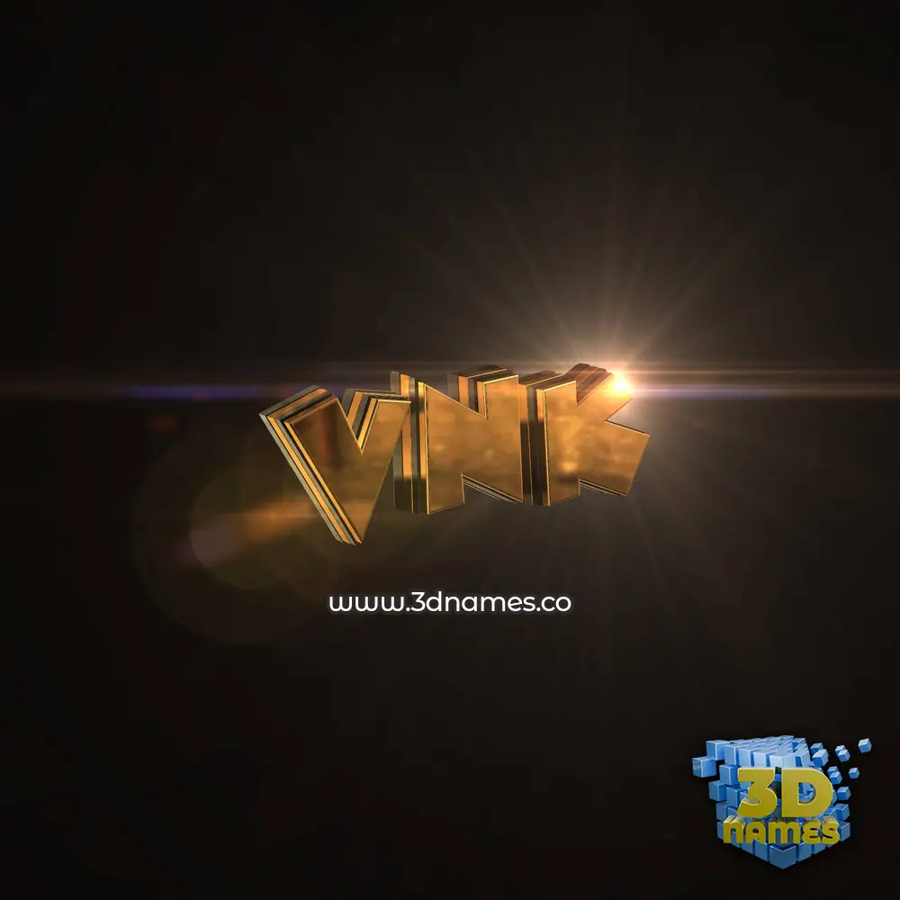 vnk in Golden Sparkle style - 3D name wallpaper