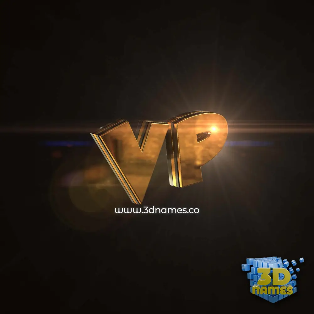 vp in Golden Sparkle style - 3D name wallpaper