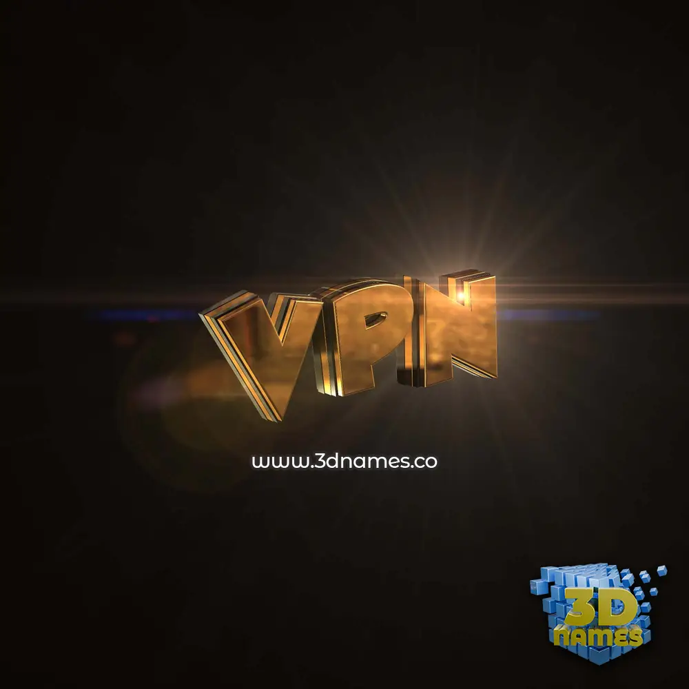 vpn in Golden Sparkle style - 3D name wallpaper