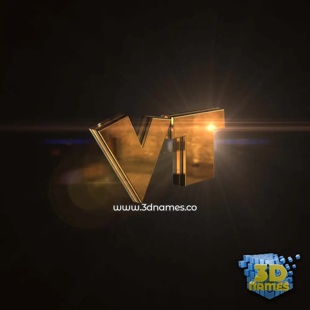 vt in Golden Sparkle style - 3D name wallpaper