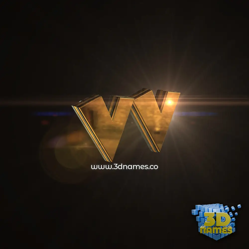 vv in Golden Sparkle style - 3D name wallpaper