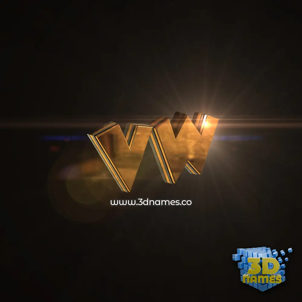 vw in Golden Sparkle style - 3D name wallpaper