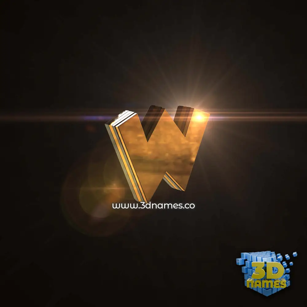 w in Golden Sparkle style - 3D name wallpaper