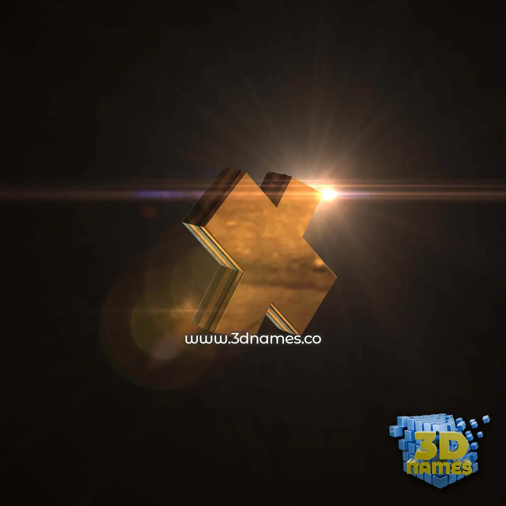 x in Golden Sparkle style - 3D name wallpaper