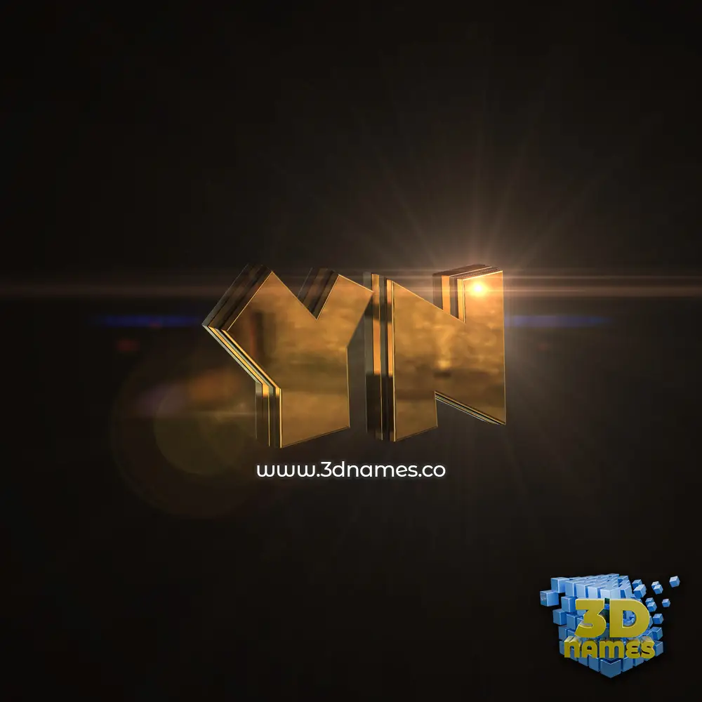 yn in Golden Sparkle style - 3D name wallpaper
