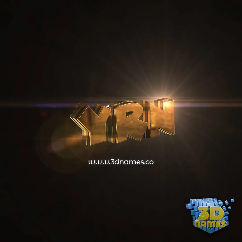 yrn in Golden Sparkle style - 3D name wallpaper