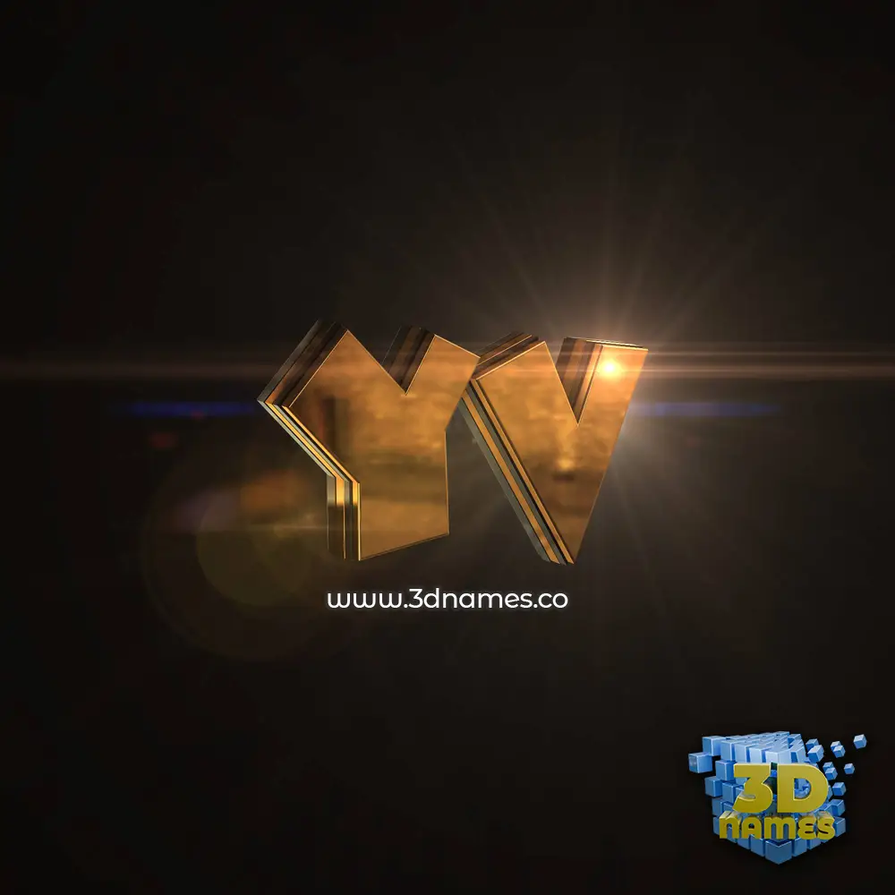 yv in Golden Sparkle style - 3D name wallpaper