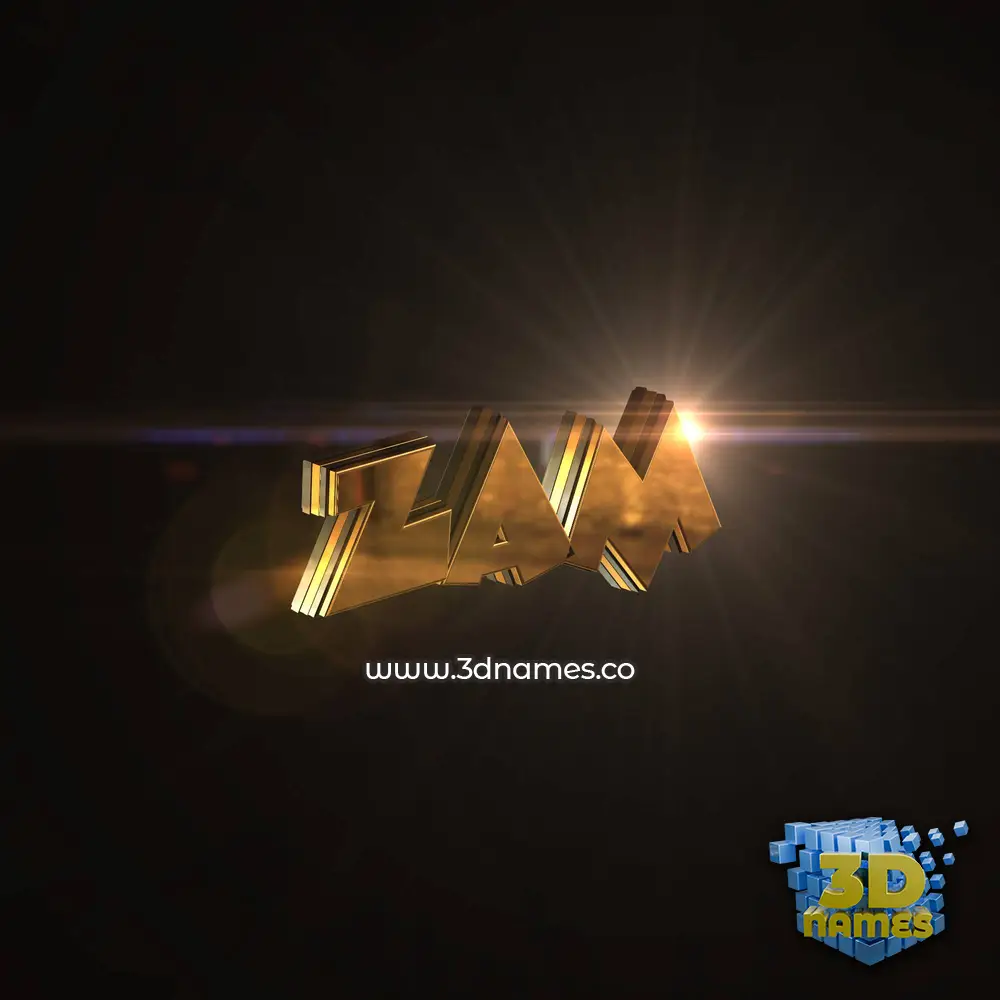 zam in Golden Sparkle style - 3D name wallpaper