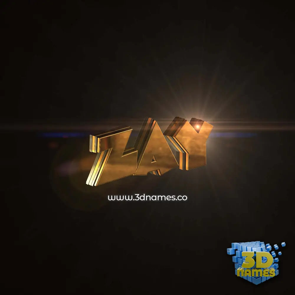 zay in Golden Sparkle style - 3D name wallpaper