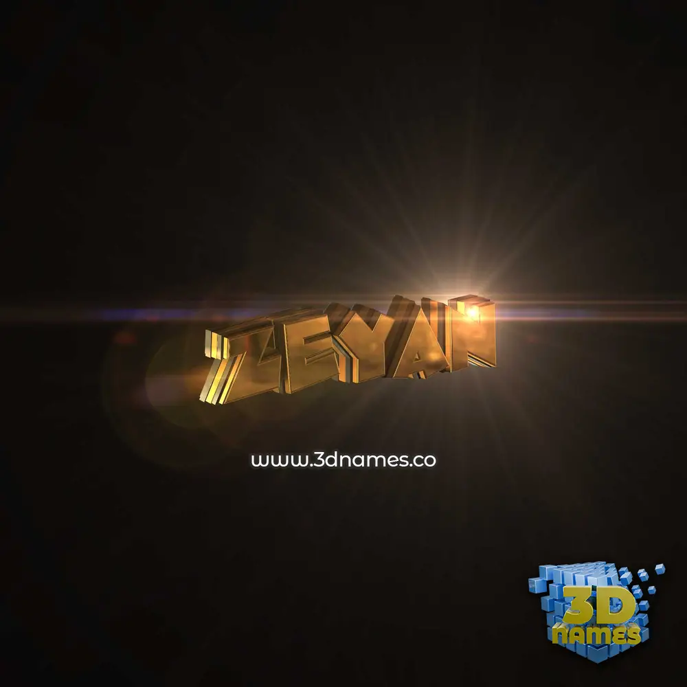 zeyan in Golden Sparkle style - 3D name wallpaper