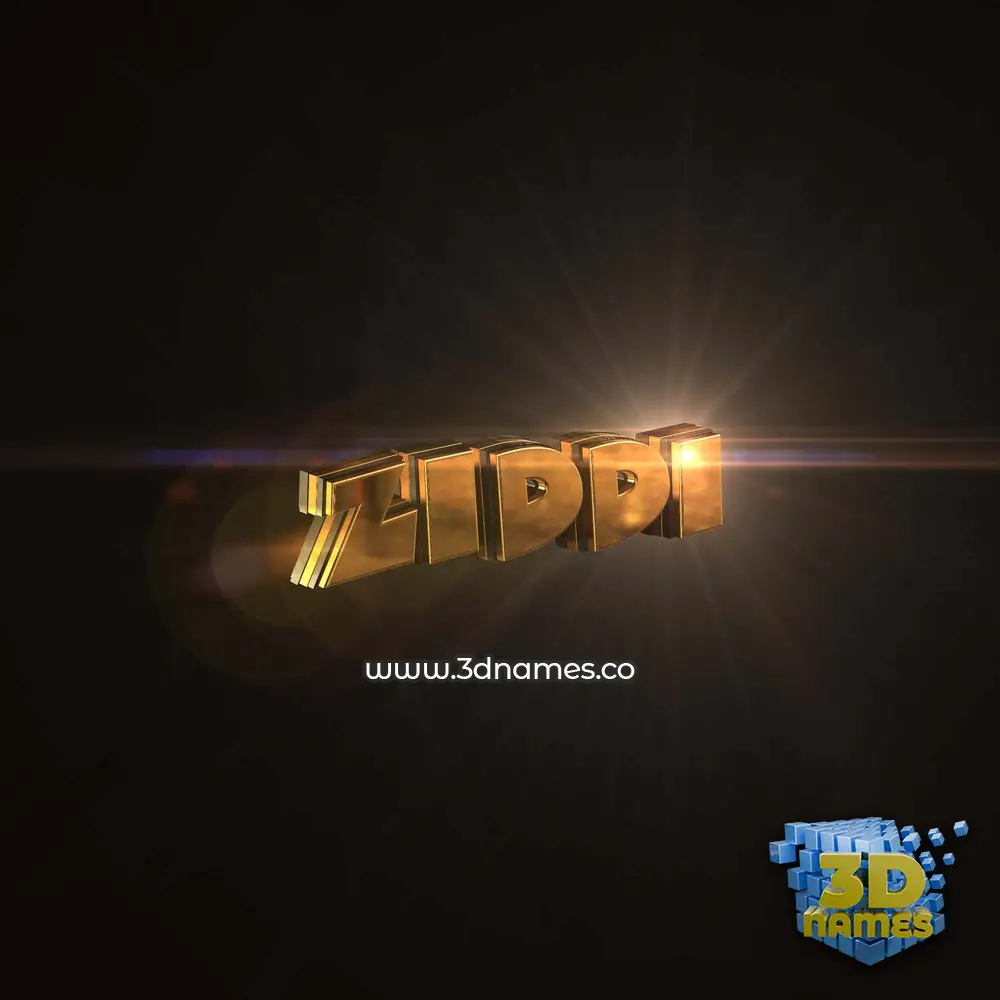 ziddi in Golden Sparkle style - 3D name wallpaper
