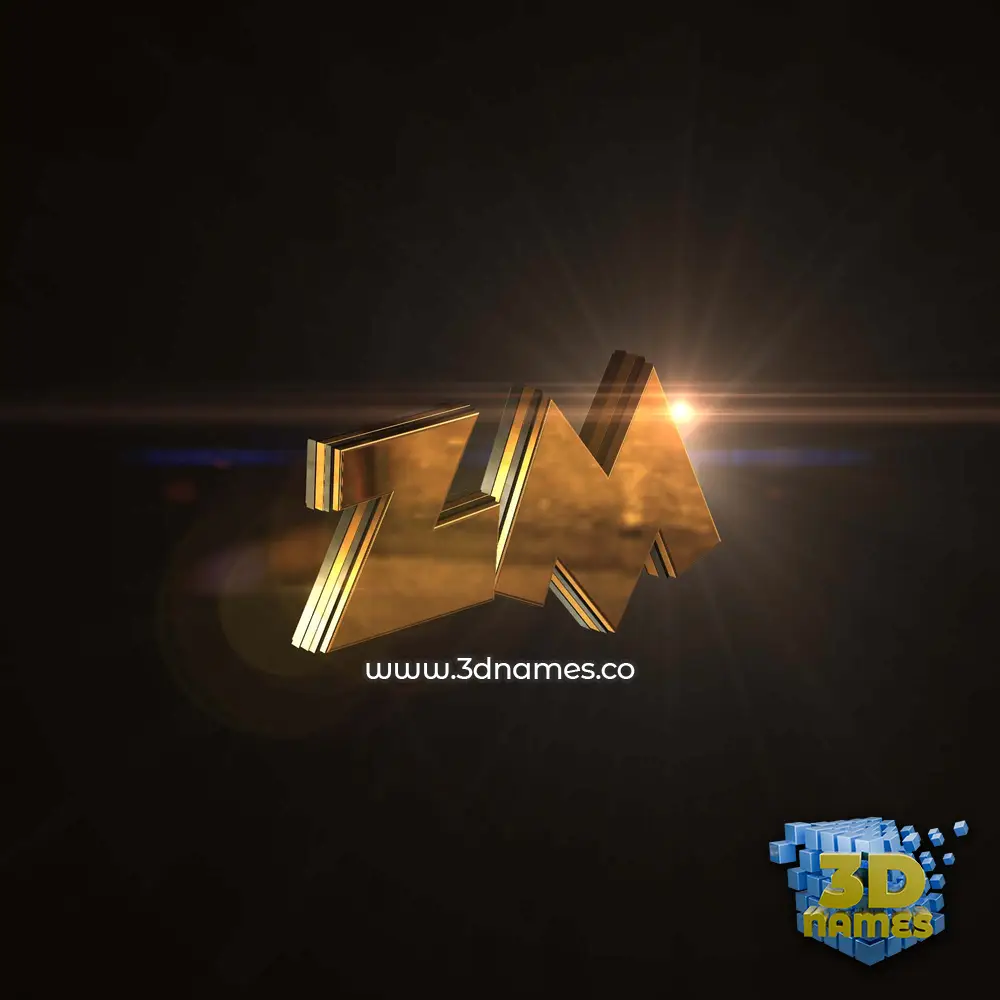 zm in Golden Sparkle style - 3D name wallpaper