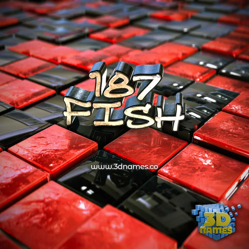 187 fish in Red Checkered style - 3D name wallpaper