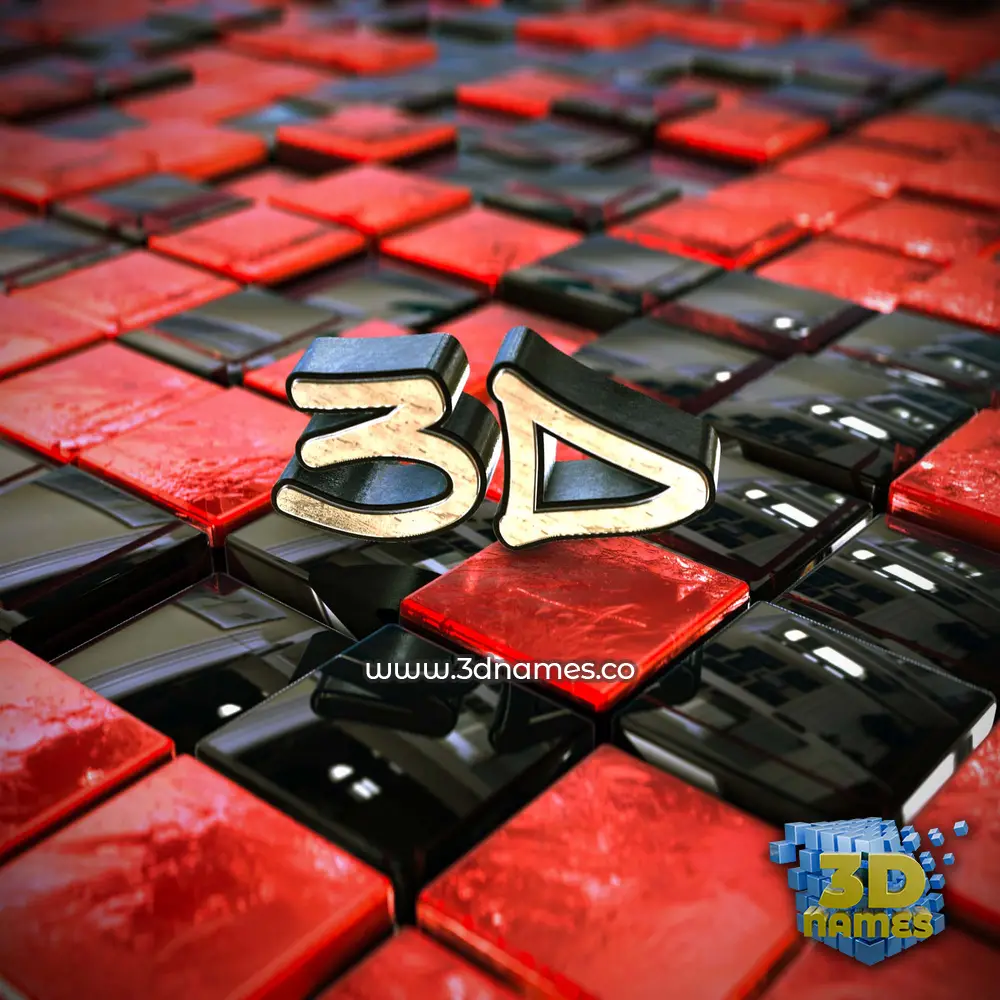 3d in Red Checkered style - 3D name wallpaper