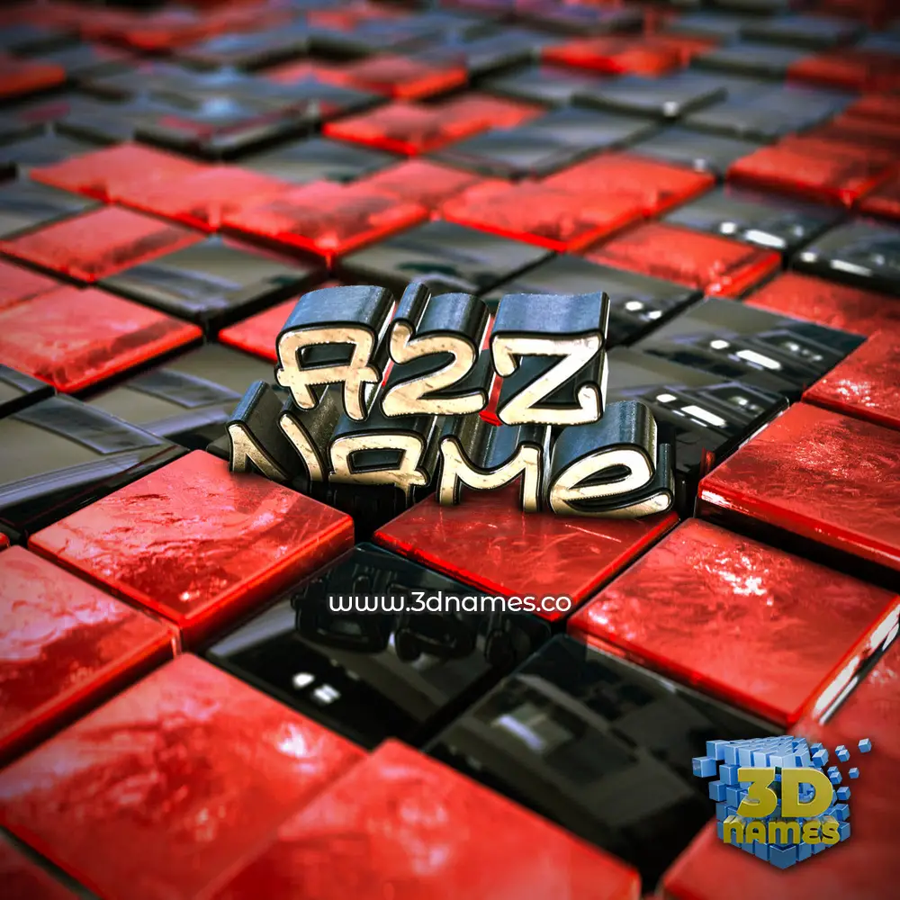 a2z name in Red Checkered style - 3D name wallpaper
