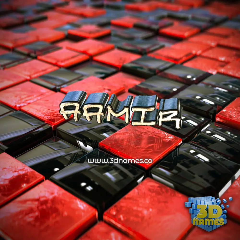 aamir in Red Checkered style - 3D name wallpaper
