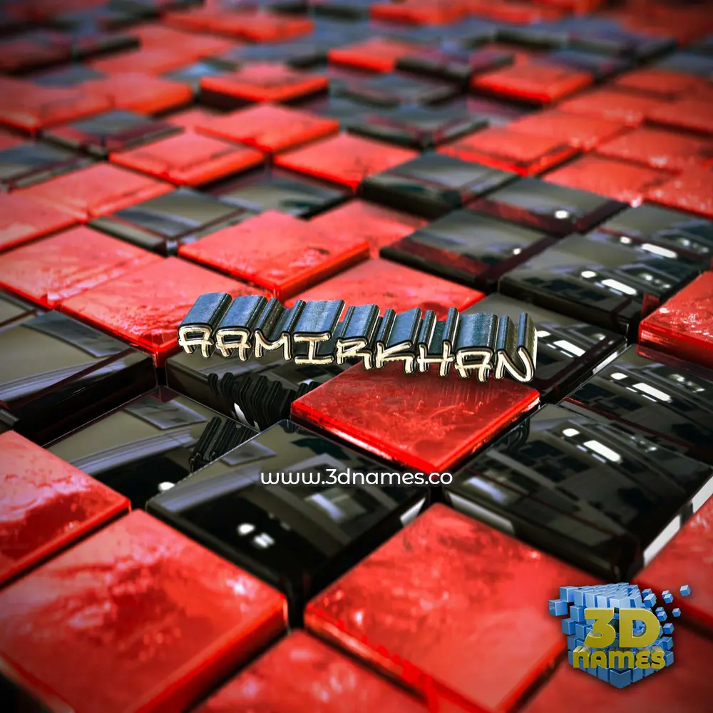 aamirkhan in Red Checkered style - 3D name wallpaper