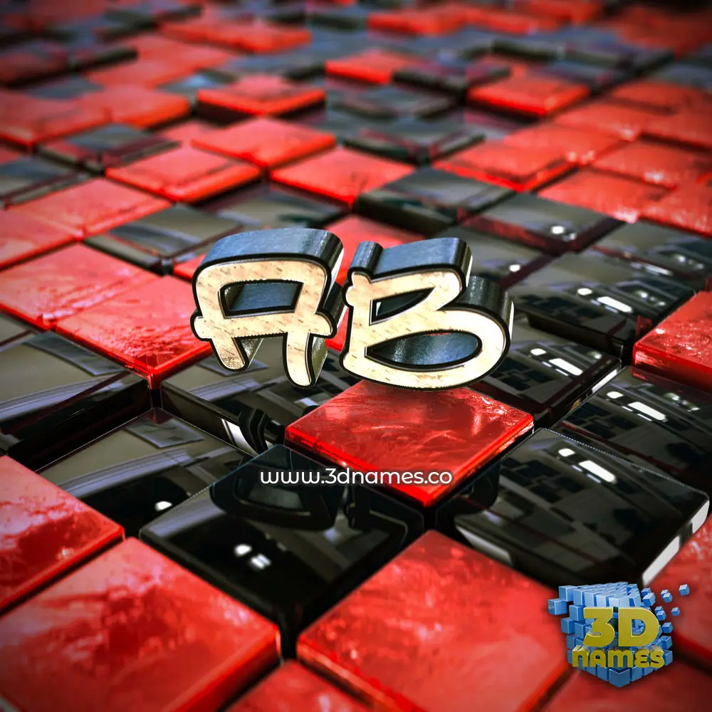 ab in Red Checkered style - 3D name wallpaper