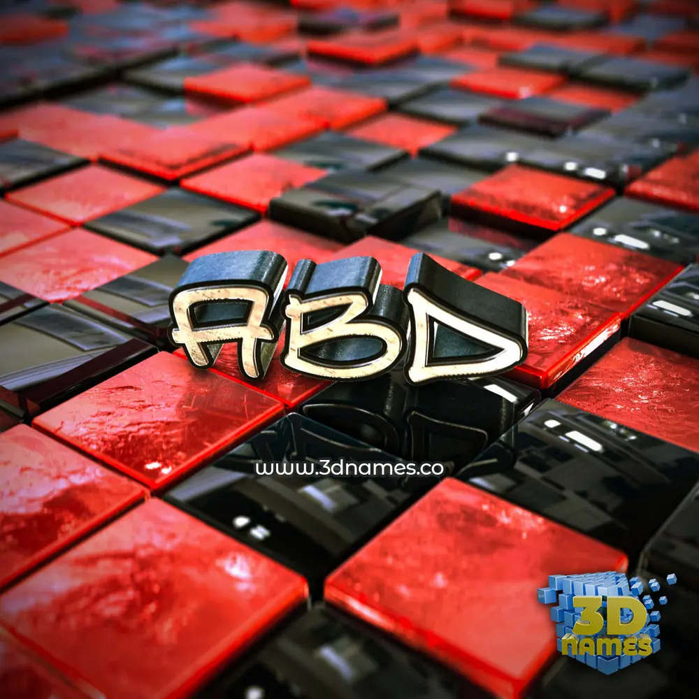abd in Red Checkered style - 3D name wallpaper