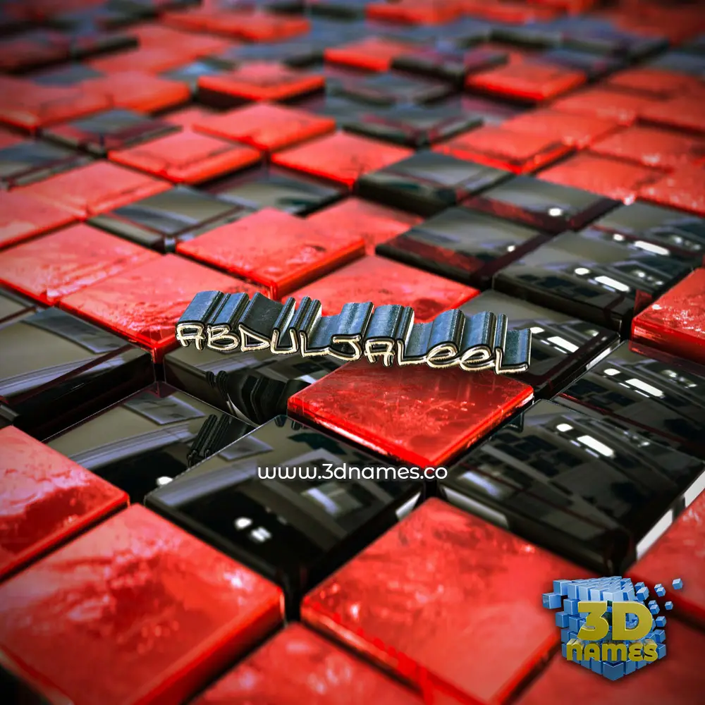 abduljaleel in Red Checkered style - 3D name wallpaper