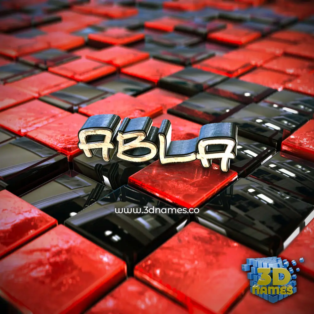 abla in Red Checkered style - 3D name wallpaper