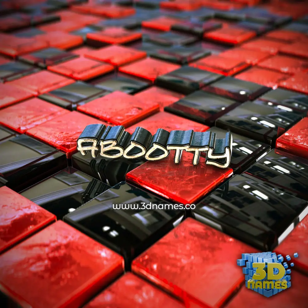 abootty in Red Checkered style - 3D name wallpaper