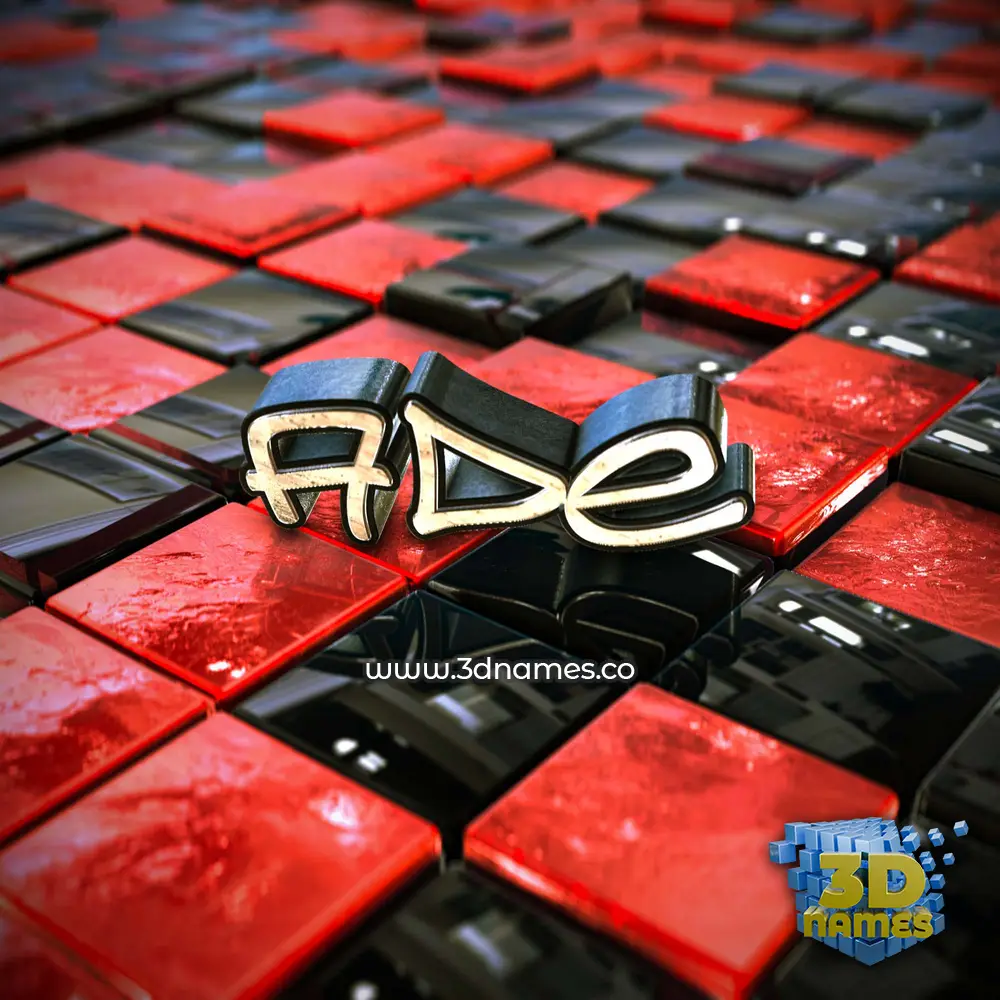 ade in Red Checkered style - 3D name wallpaper