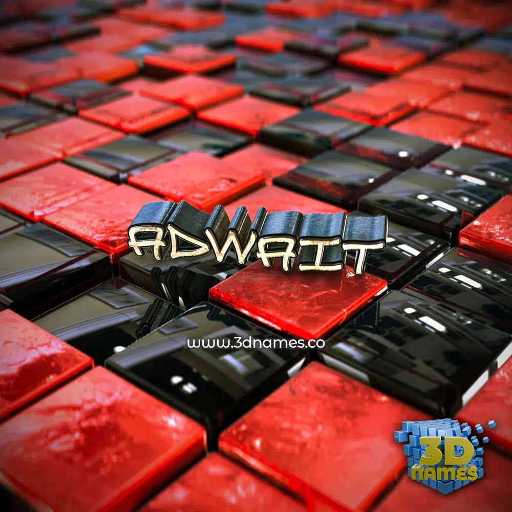 adwait in Red Checkered style - 3D name wallpaper