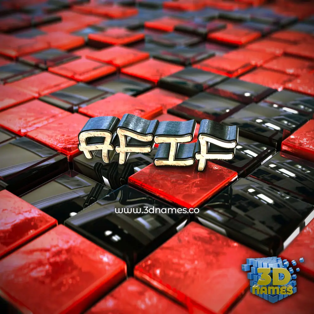 afif in Red Checkered style - 3D name wallpaper