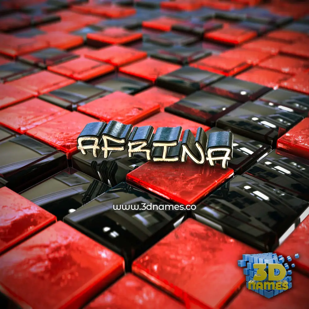 afrina in Red Checkered style - 3D name wallpaper