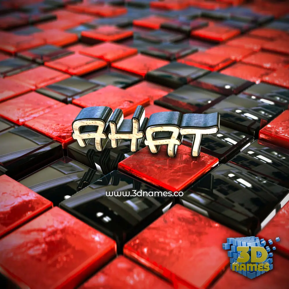 ahat in Red Checkered style - 3D name wallpaper