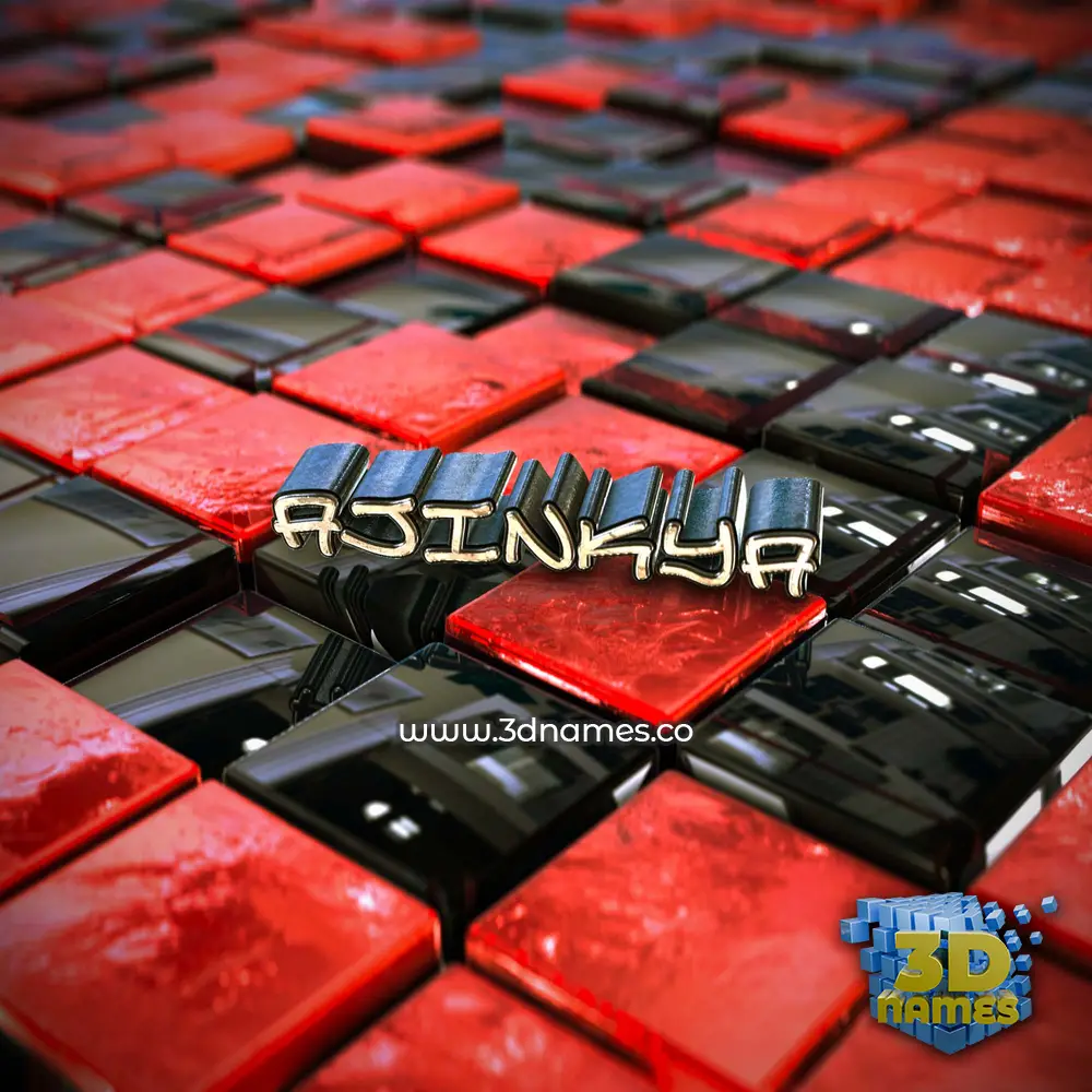 ajinkya in Red Checkered style - 3D name wallpaper