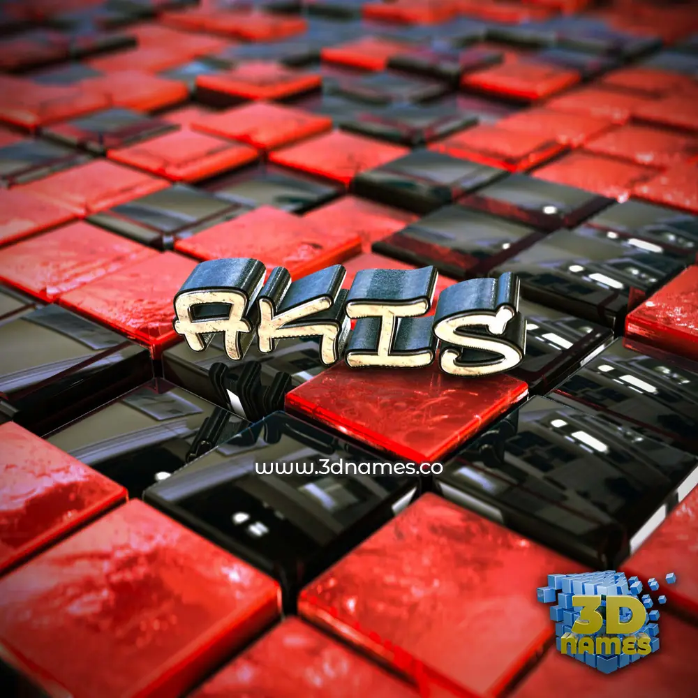 akis in Red Checkered style - 3D name wallpaper