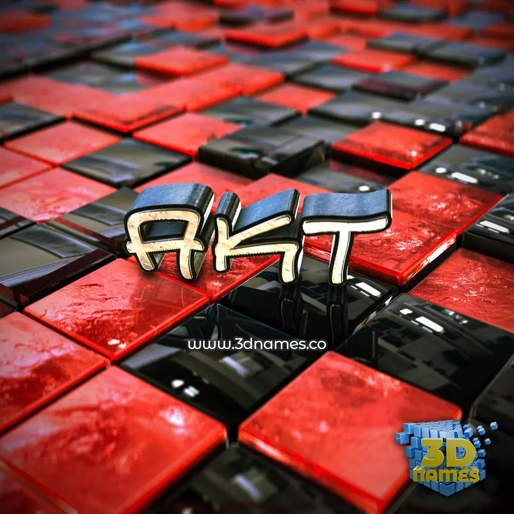 akt in Red Checkered style - 3D name wallpaper