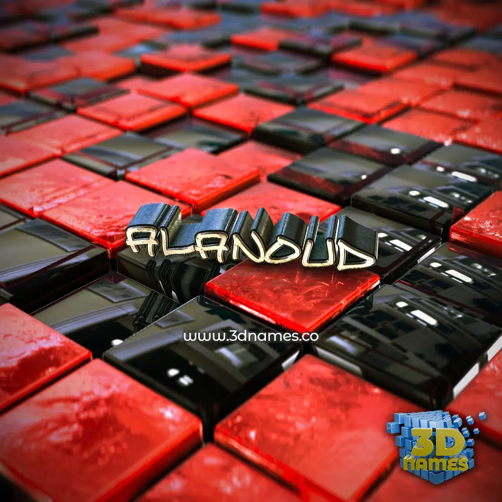alanoud in Red Checkered style - 3D name wallpaper
