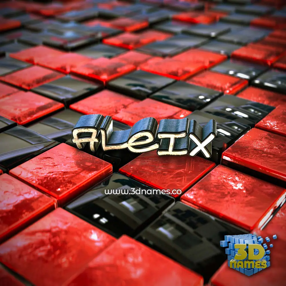 aleix in Red Checkered style - 3D name wallpaper