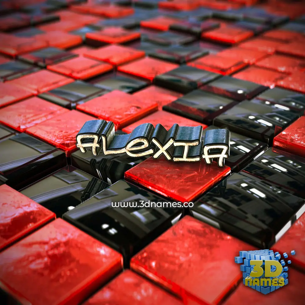alexia in Red Checkered style - 3D name wallpaper