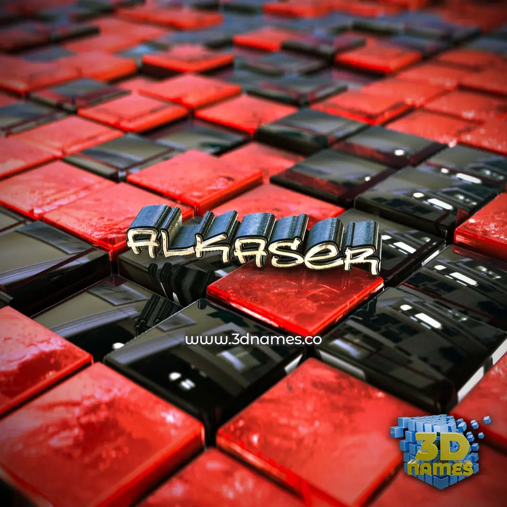 alkaser in Red Checkered style - 3D name wallpaper