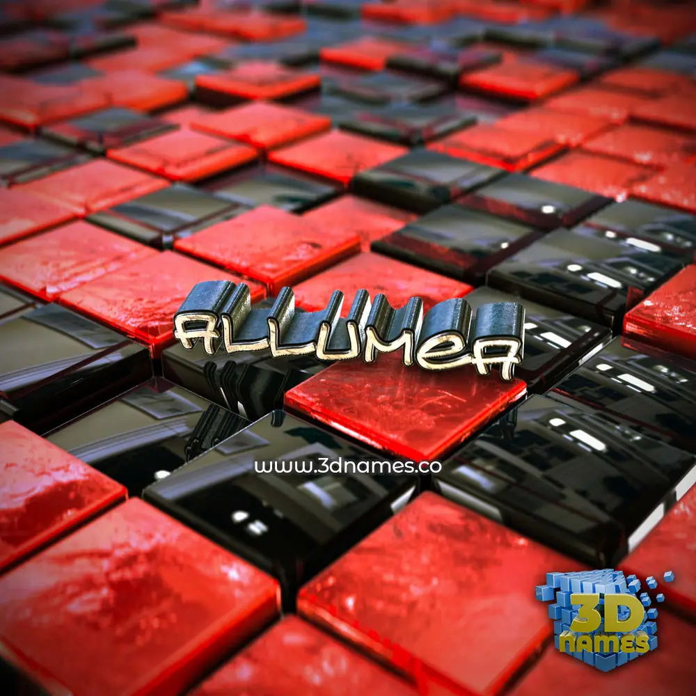 allumea in Red Checkered style - 3D name wallpaper