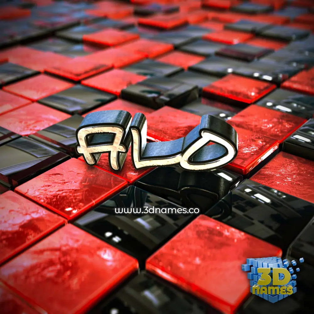 alo in Red Checkered style - 3D name wallpaper