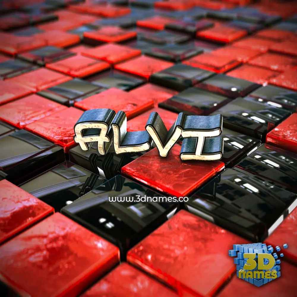 alvi in Red Checkered style - 3D name wallpaper