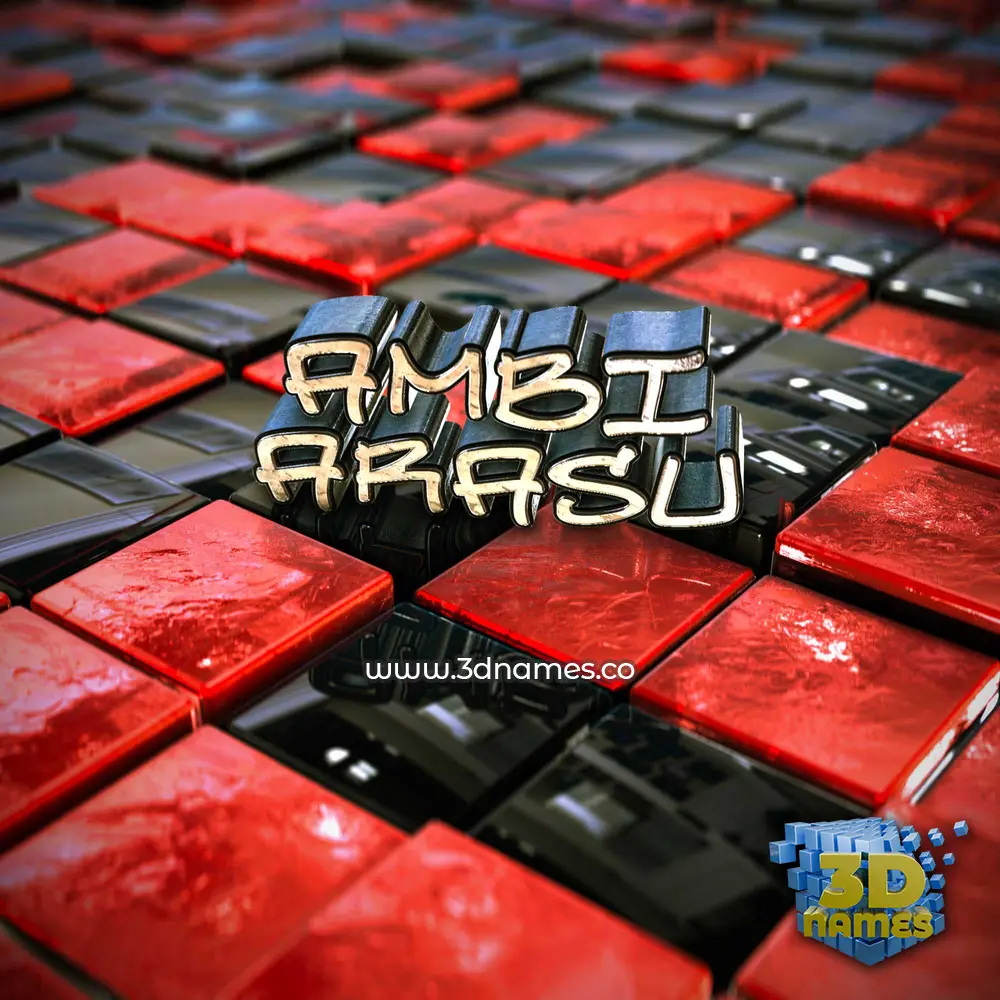 ambi arasu in Red Checkered style - 3D name wallpaper