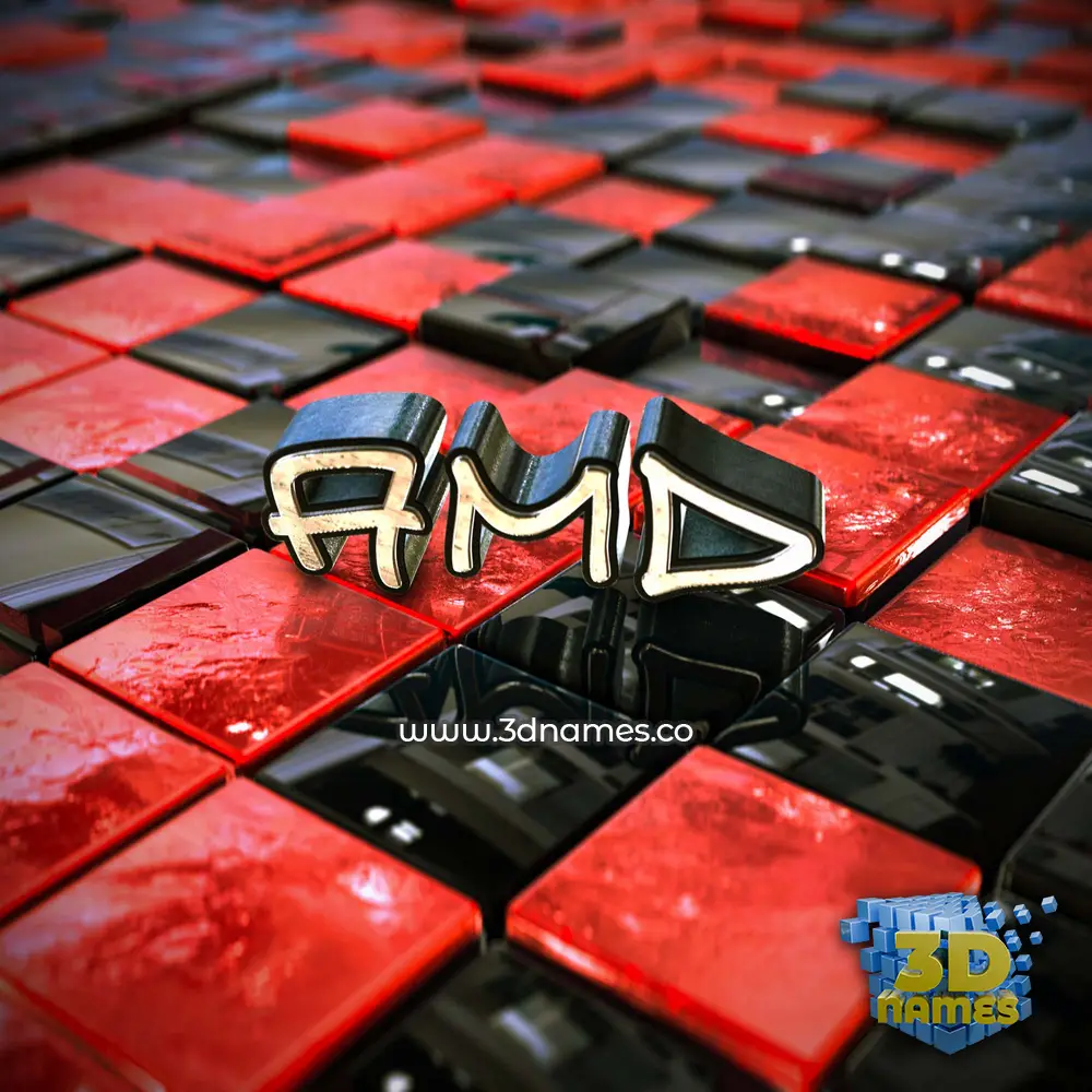 amd in Red Checkered style - 3D name wallpaper